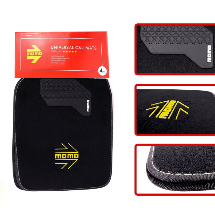 Momo Set de 4 Alfombrillas Universales Negro/Amarillo