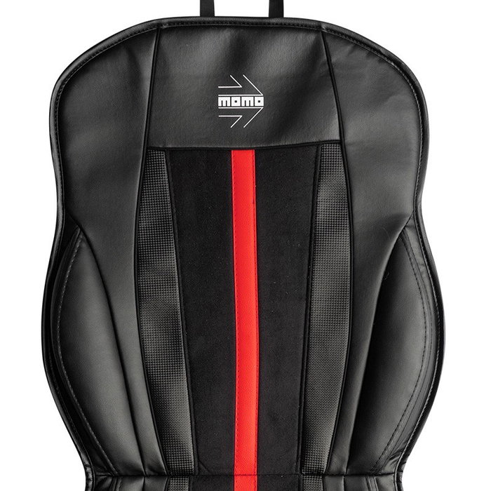 Momo MOMLSCU03BR Respaldo Negro-Rojo Universal para Coche con Espuma Acolchada para Mayor Comodidad y Fácil Limpieza