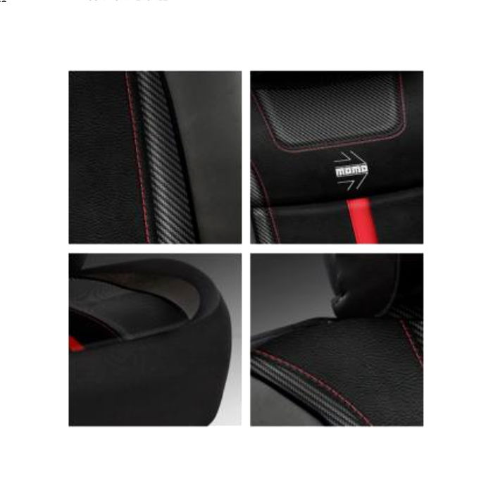 Momo MOMLSCU03BR Respaldo Negro-Rojo Universal para Coche con Espuma Acolchada para Mayor Comodidad y Fácil Limpieza