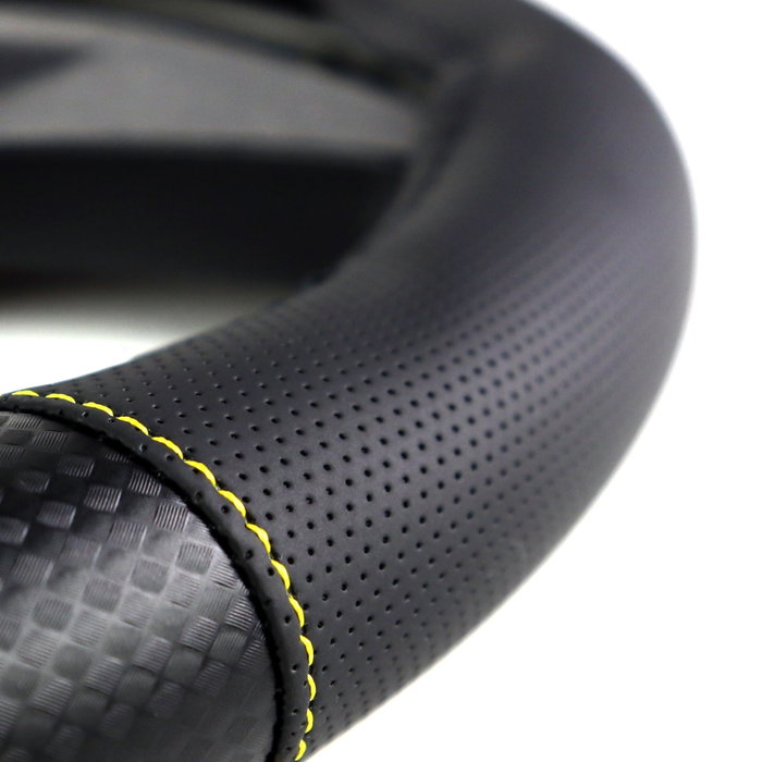 Momo Funda de Volante Carbon Universal Negro y Amarillo 38-39cm
