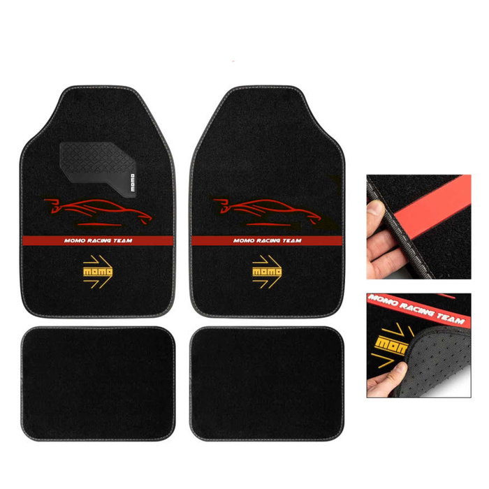 Momo Set de 4 Alfombrillas Universales Negro/Rojo