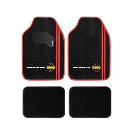 Momo MOMLCM4A8BR Set Completo 4 Piezas Alfombras Universales Negro-Rojo Momo Racing