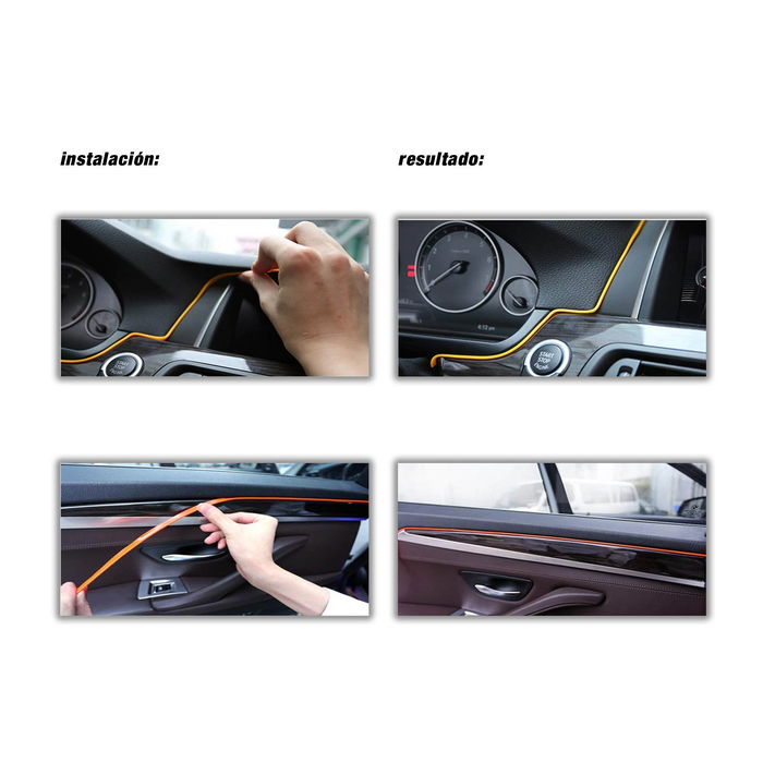 Occ Sport OCCLED03 Tira de Alambre de Neón con Fibra Óptica LED Color Violeta 3M, Luz Decorativa e Interior para Coche, USB