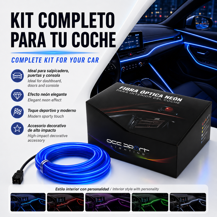 Occ Sport Tira de Alambre EL de Neón de Fibra Óptica Color Azul