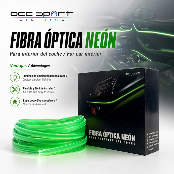 Occ Sport Tira de alambre de neón de fibra óptica color verde lima