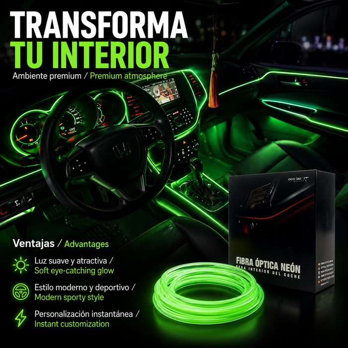 Occ Sport Tira de alambre de neón de fibra óptica color verde lima