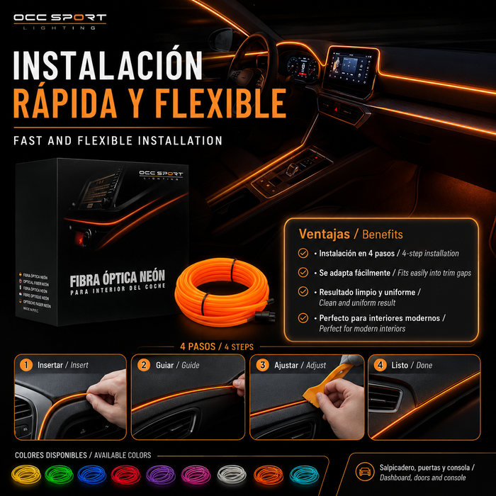 Occ Sport Tira de Alambre de Neón de Fibra Óptica Color Naranja