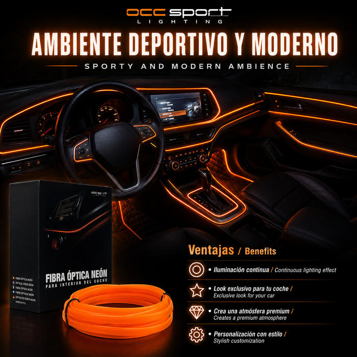Occ Sport Tira de Alambre de Neón de Fibra Óptica Color Naranja