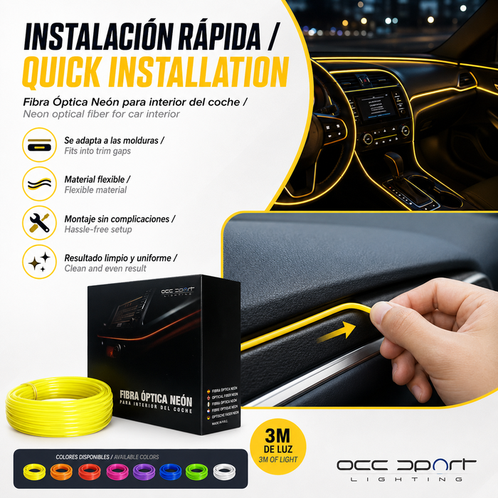 Occ Sport Tira de Alambre de Neón de Fibra Óptica Amarillo