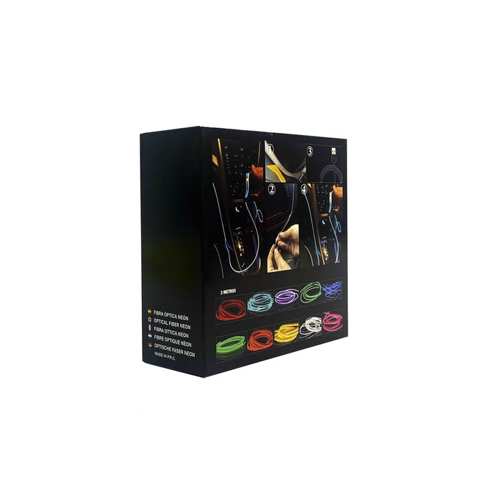 Occ Sport Tira de Alambre de Neón con Fibra Óptica Amarilla OCCLED08, 3m Luz Decorativa para Interior del Coche, Conexión USB