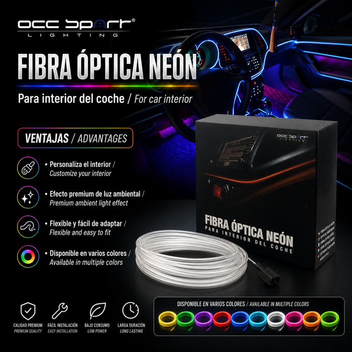 Occ Sport Tira de Alambre de Neón de Fibra Óptica Color Blanco