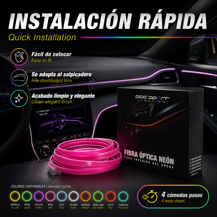 Occ Sport Tira de alambre de neón de fibra óptica color rosa