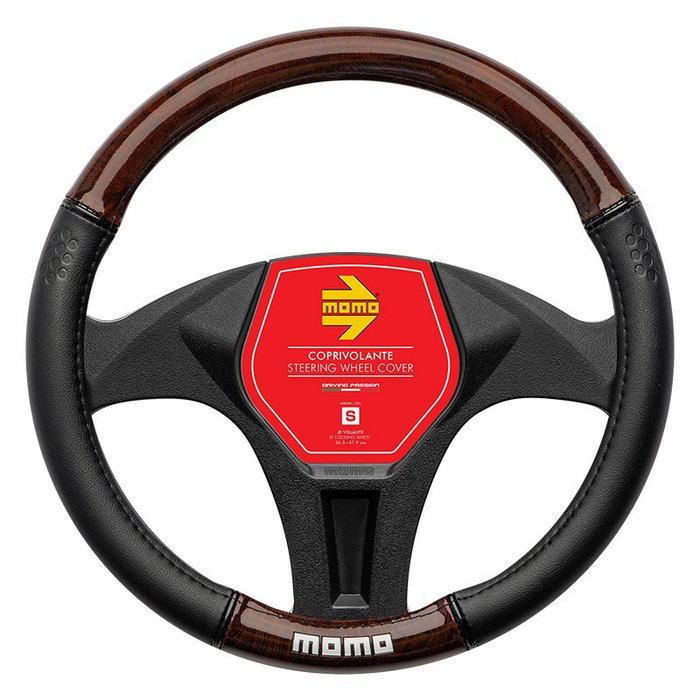 Momo Funda de Volante Luxury Universal Madera/PVC Negro y Marrón 38-39cm Momo Funda de Volante Luxury Universal Madera/PVC Negro y Marrón 38-39cm