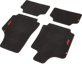 Formula 1 Alfombra de Coche Cm570 4 Piezas Negro-Rojo con Costuras Rojas, Antideslizante, Universal para la Mayoría de Coches y SUV