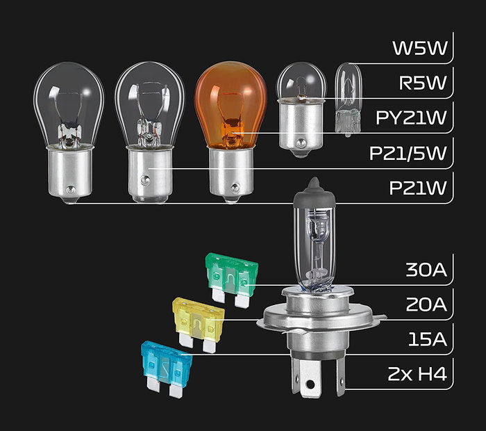Formula 1 SB400 Caja de Bombillas de Repuesto H4 10 Piezas con Fusibles para Uso en Carretera Formula 1 SB400 Caja de Bombillas de Repuesto H4 10 Piezas con Fusibles para Uso en Carretera