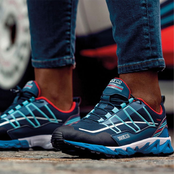 Sparco S001289MR41BM Zapatillas Martini Racing Torque 01, Ultraligeras para Mecánicos, Suela Aceite/Combustible, Talla 41 Azul