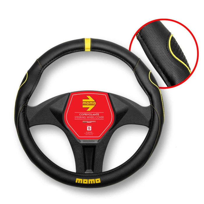 Momo Funda de Volante Supergrip Universal Negro y Amarillo 38-39cm