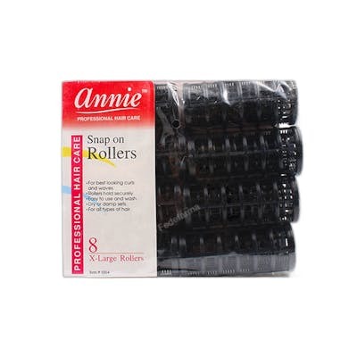 Annie Rulos para el cabello Grandes Negro (8 unidades)