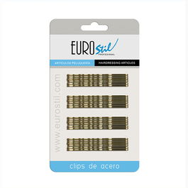 Eurostil Clips Ondulados Bronce 70mm, Cartón 24 Unidades