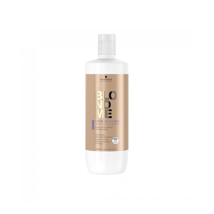 Schwarzkopf Blondme Cool Blondes Neutralizing Shampoo 1000ml – Champú matizador para rubios fríos y neutralizar tonos amarillentos