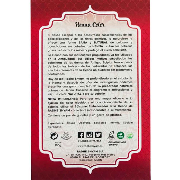 Radhe Shyam Henna en Polvo Super Caoba Oscuro 100g Radhe Shyam Henna en Polvo Super Caoba Oscuro 100g