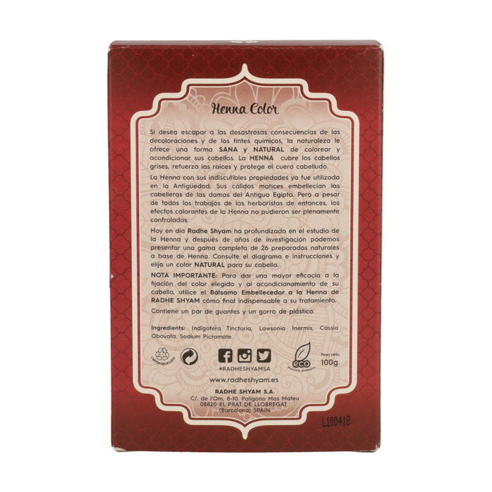 Radhe Shyam Henna en Polvo Castaño Caoba