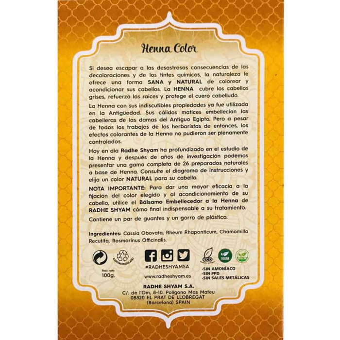 Radhe Shyam Henna Rubio Dorado 100 g