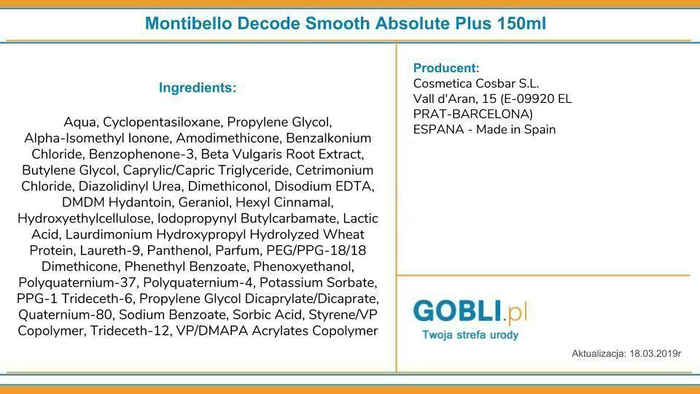 Montibello Decode Smooth Absolute Plus Bálsamo Alisador Protector 150 ml Montibello Decode Smooth Absolute Plus Bálsamo Alisador Protector 150 ml
