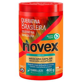 Novex Mascarilla Brazilian Keratin 400g - Tratamiento Reparador Cabello Dañado con Queratina Brasileña y Vitamina E, Control de Frizz