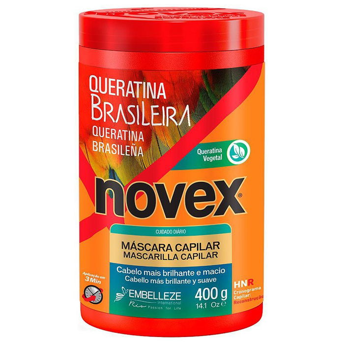 Novex Mascarilla Brazilian Keratin 400g - Tratamiento Reparador Cabello Dañado con Queratina Brasileña y Vitamina E, Control de Frizz Novex Mascarilla Brazilian Keratin 400g - Tratamiento Reparador Cabello Dañado con Queratina Brasileña y Vitamina E, Control de Frizz