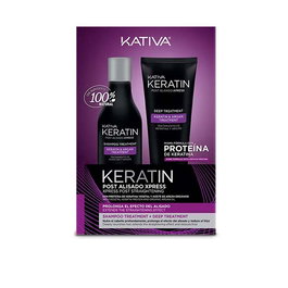 Kativa Post Alisado Xpress con Keratina Vegetal y Aceite de Argán para Cabello Liso Duradero - Incluye Champú 250mL y Deep Treatment 200mL