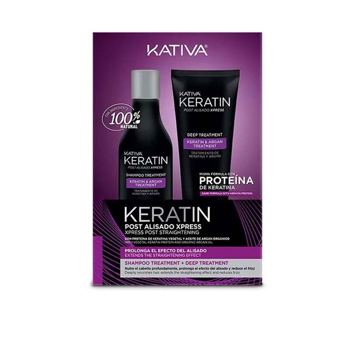 Kativa Post Alisado Xpress con Keratina Vegetal y Aceite de Argán para Cabello Liso Duradero - Incluye Champú 250mL y Deep Treatment 200mL Kativa Post Alisado Xpress con Keratina Vegetal y Aceite de Argán para Cabello Liso Duradero - Incluye Champú 250mL y Deep Treatment 200mL