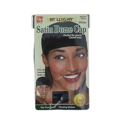 Beauty Town Luxury Satin Dome Cap Unisex Preto