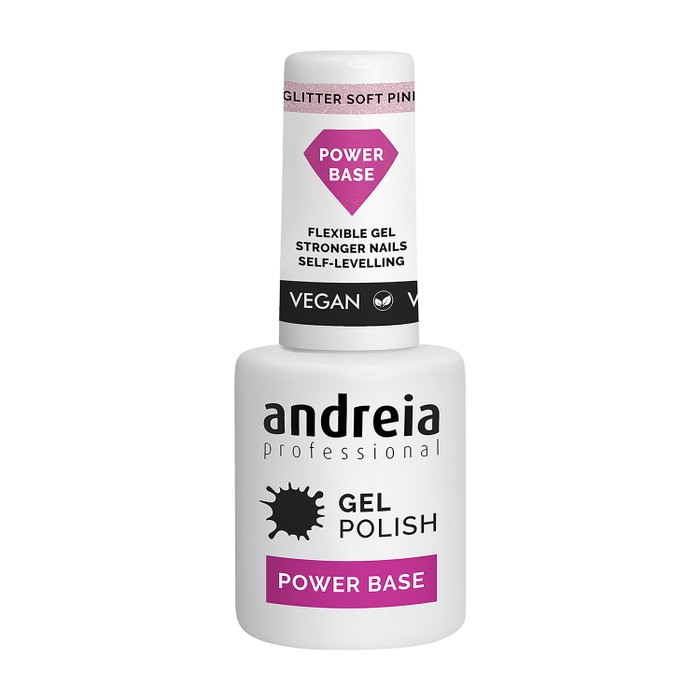 Andreia Professional Gel Polish Power Base Glitter Soft Pink Base de elevada viscosidad para esmalte gel 10.5 ml Andreia Professional Gel Polish Power Base Glitter Soft Pink Base de elevada viscosidad para esmalte gel 10.5 ml