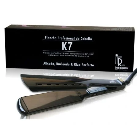 PLANCHA PARA EL PELO PROFESIONAL IRENE RÍOS K7 NEGRA - PLACAS TITANIO 40MM - 232º - ALISADO EXTREMO / BUCLEADO / RIZADO PERFECTO - USO SECO/HUMEDO