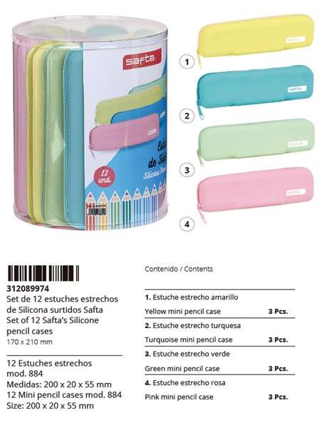 Safta Set 12 Portatodo Estrechos Silicona Surtido Modelos Surtidos