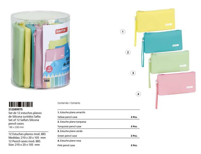 Safta Set 12 Porta-pencils Planos de Silicona Modelos Surtidos
