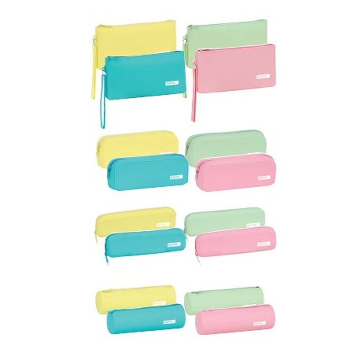 Safta Set de 16 Bolsos Escolares Portatodo Silicona Glitter Surtidos 270x230 mm