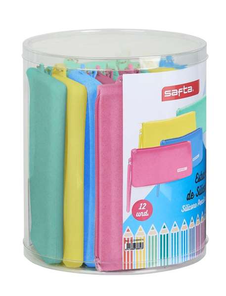 Safta Set 12 Portatodo Planos Glitter Silicone Modelos Surtidos