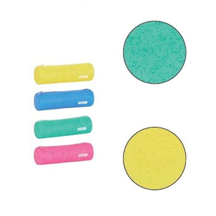 Safta Set 8 Estuches Redondos Surtidos Glitter Silicone Azul
