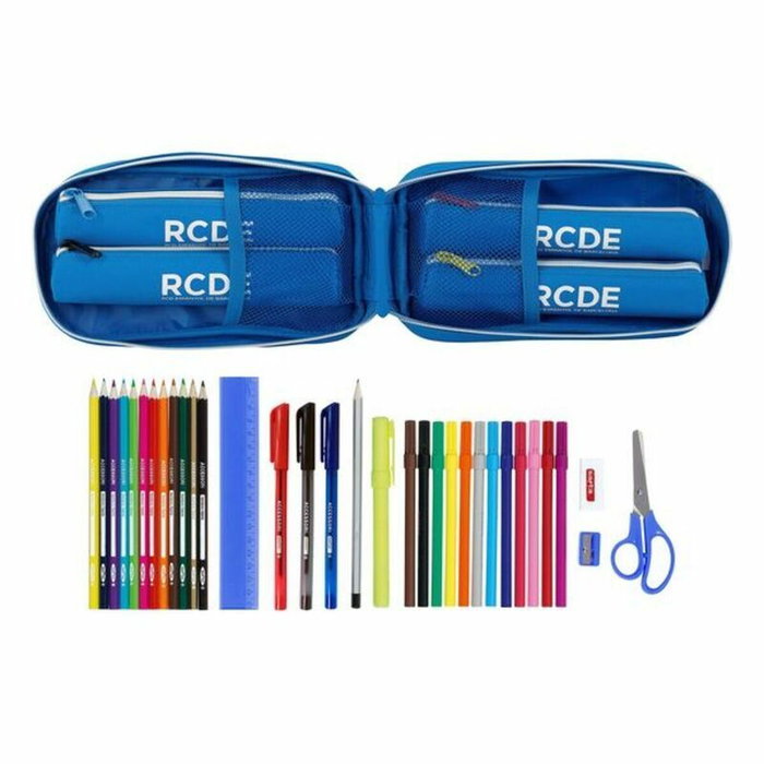 Safta Plumier R.C.D. Español con 4 Portatodos Llenos Blanco y Azul