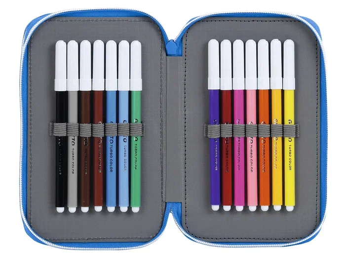 Safta Plumier R.C.D. Español Doble Cremallera 28 Pcs Blanco y Azul Safta Plumier R.C.D. Español Doble Cremallera 28 Pcs Blanco y Azul