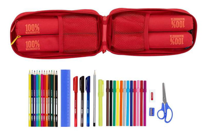 Plumier Mochila Real Madrid C.F. Rojo 12 x 23 x 5 cm (33 Piezas)