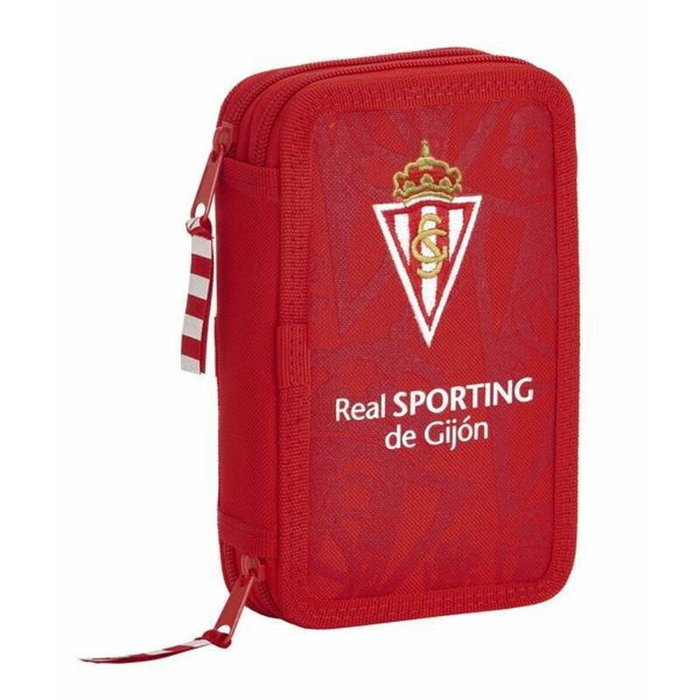 Safta Plumier Sporting de Gijón Doble Cremallera Rojo