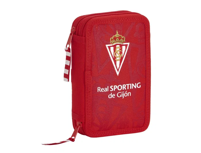 Safta Plumier Sporting de Gijón Doble Cremallera Rojo