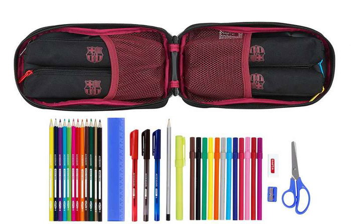 Plumier Mochila F.C. Barcelona Negro 12 x 23 x 5 cm (33 Piezas)