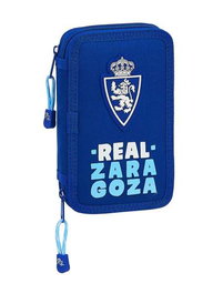 Safta Plumier Doble Pequeño 28 Piezas Real Zaragoza 12,5x19,5x4cm Azul Claro y Azul
