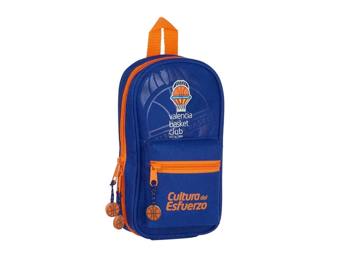 Safta Estuche Escolar Valencia Basket Club con 4 Portatodos Azul y Naranja