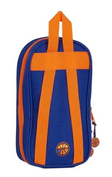 Safta Plumier Mochila Vacío c/4 Port. Valencia Basket 12x23x5cm Azul y Naranja