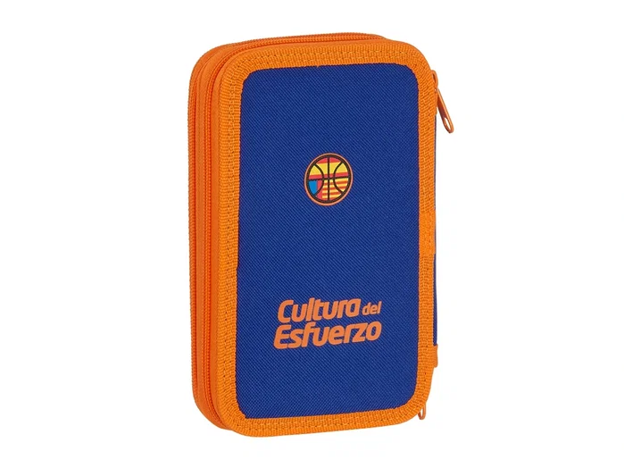 Safta Plumier Valencia Basket Club Doble Cremallera 28 Pcs Azul y Naranja